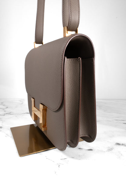 Hermès éToupe Epsom Leather Constance 24 Bag With Gold Hardware