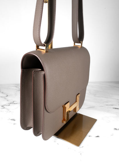 Hermès éToupe Epsom Leather Constance 24 Bag With Gold Hardware