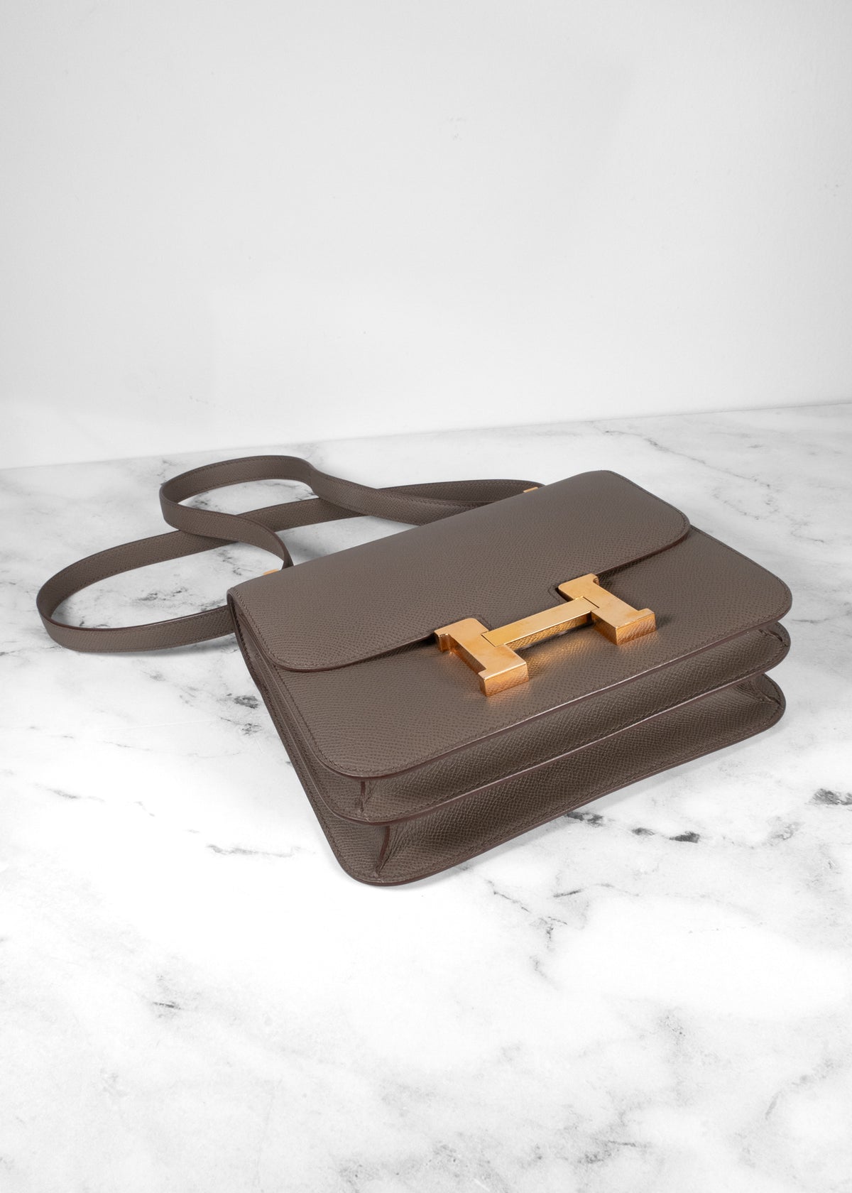 Hermès éToupe Epsom Leather Constance 24 Bag With Gold Hardware