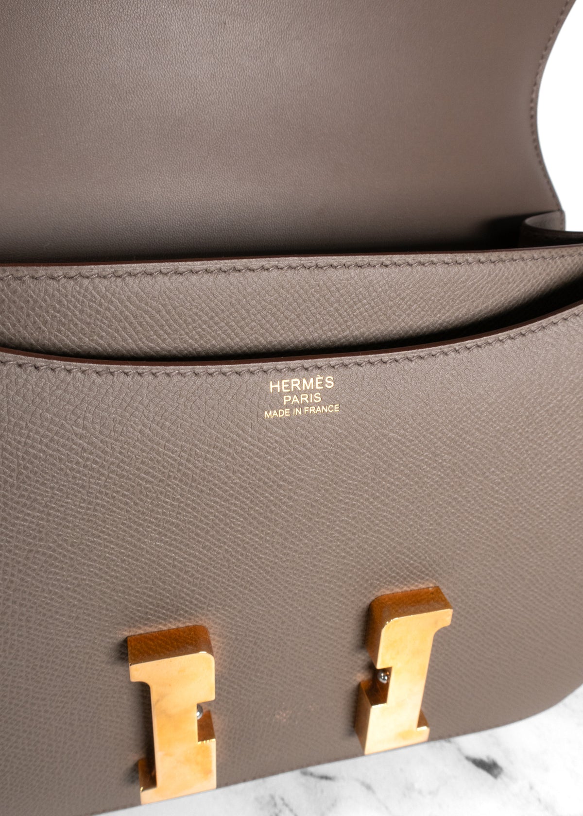 Hermès éToupe Epsom Leather Constance 24 Bag With Gold Hardware