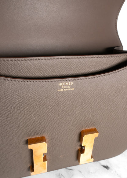 Hermès éToupe Epsom Leather Constance 24 Bag With Gold Hardware