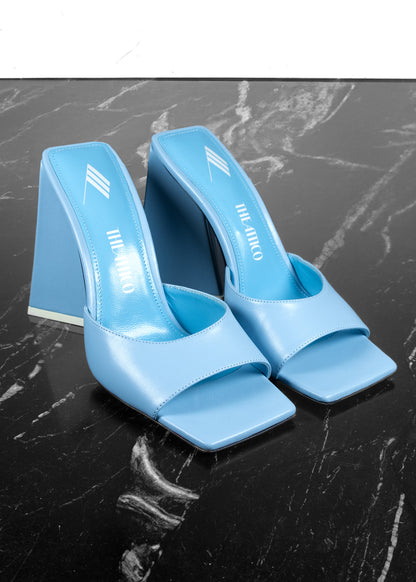 The Attico Sky Blue Leather Devon Open Toe Sandals