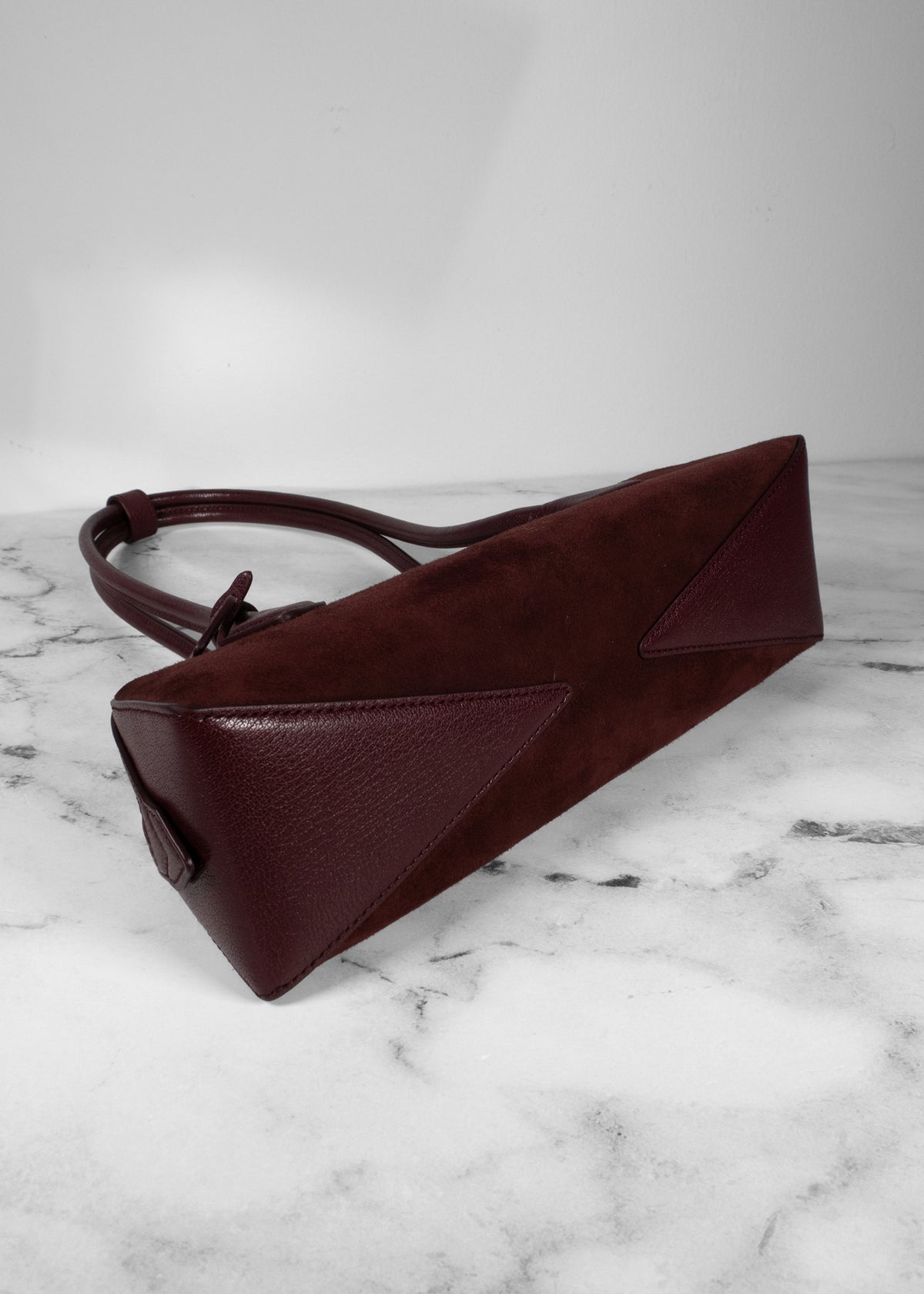 Alaïa Wine Red Suede & Grainy Leather Teckel Shoulder Bag with Mirror