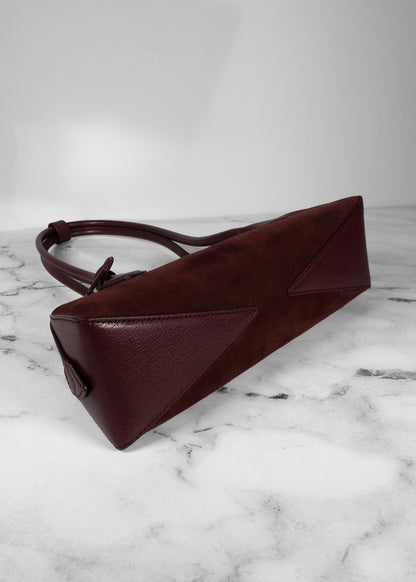 Alaïa Wine Red Suede & Grainy Leather Teckel Shoulder Bag with Mirror