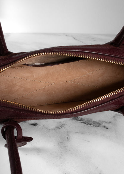 Alaïa Wine Red Suede & Grainy Leather Teckel Shoulder Bag with Mirror