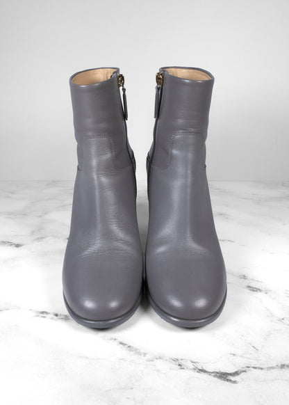 Chanel Dark Grey Calfskin Short Boots