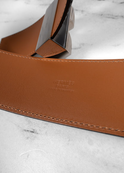 Hermès Black Smooth Calfskin Palladium Collier de Chien CDC Belt 50