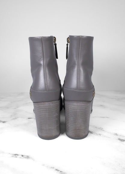 Chanel Dark Grey Calfskin Short Boots