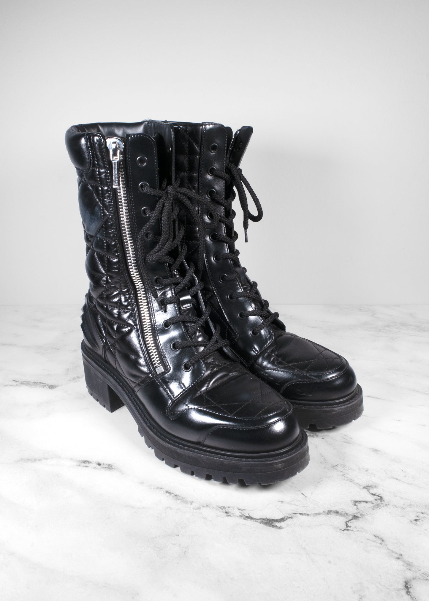 Christian Dior Leather Combat Boots