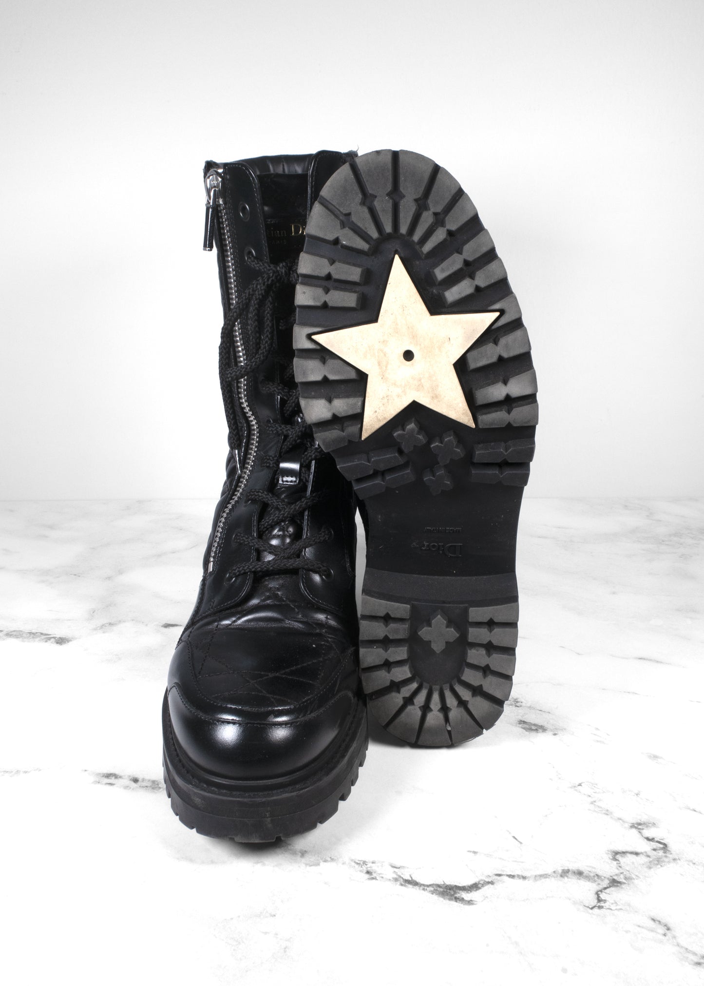 Christian Dior Leather Combat Boots