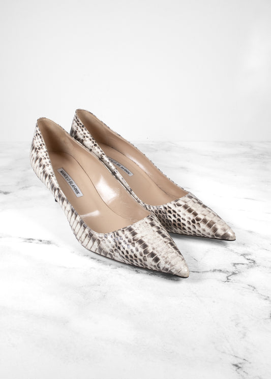 Manolo Blahnik Leather Animal Print Pumps