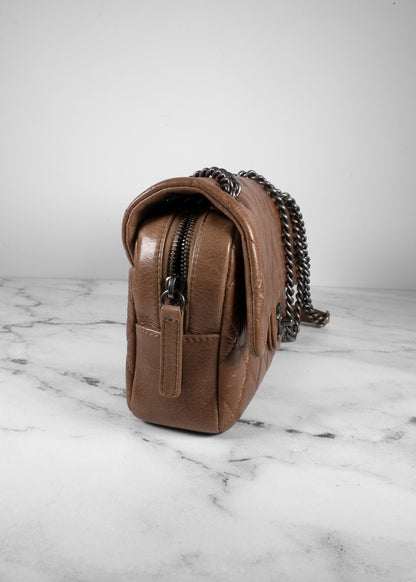 Chanel Caramel Brown Crinkled Lambskin Quilted Flap Bag with Dark Gunmetal Hardware