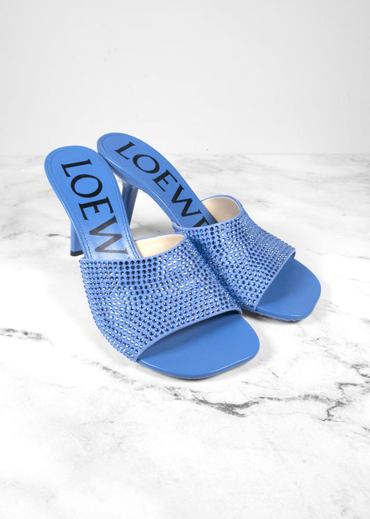 Loewe Petal Light Blue Leather Slipper