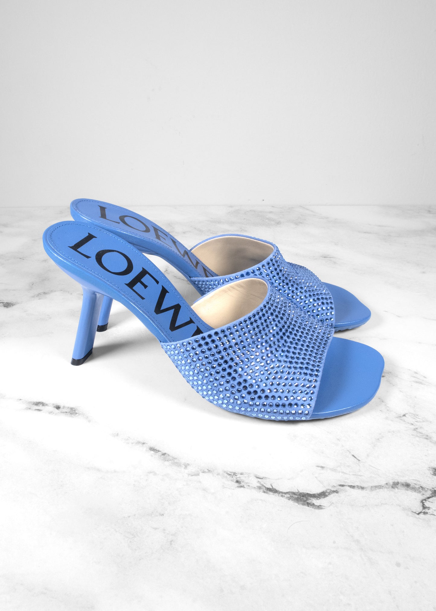 Loewe Petal Light Blue Leather Slipper