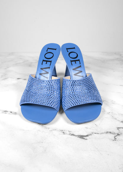 Loewe Petal Light Blue Leather Slipper