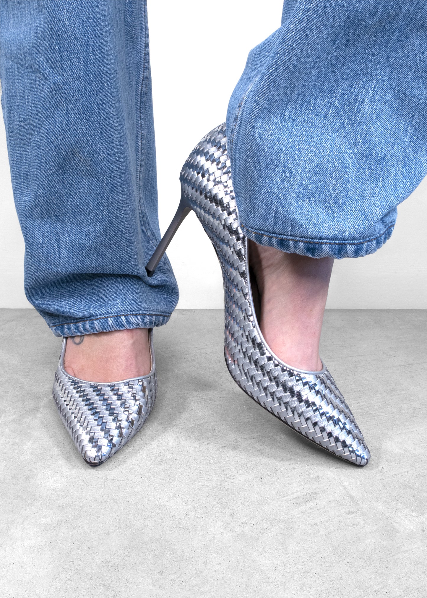 Jimmy Choo Metallic Woven Heels