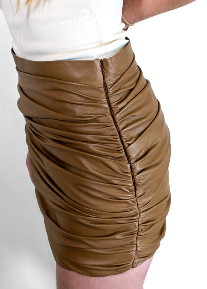 Zeynep Arcay Brown Leather Skirt