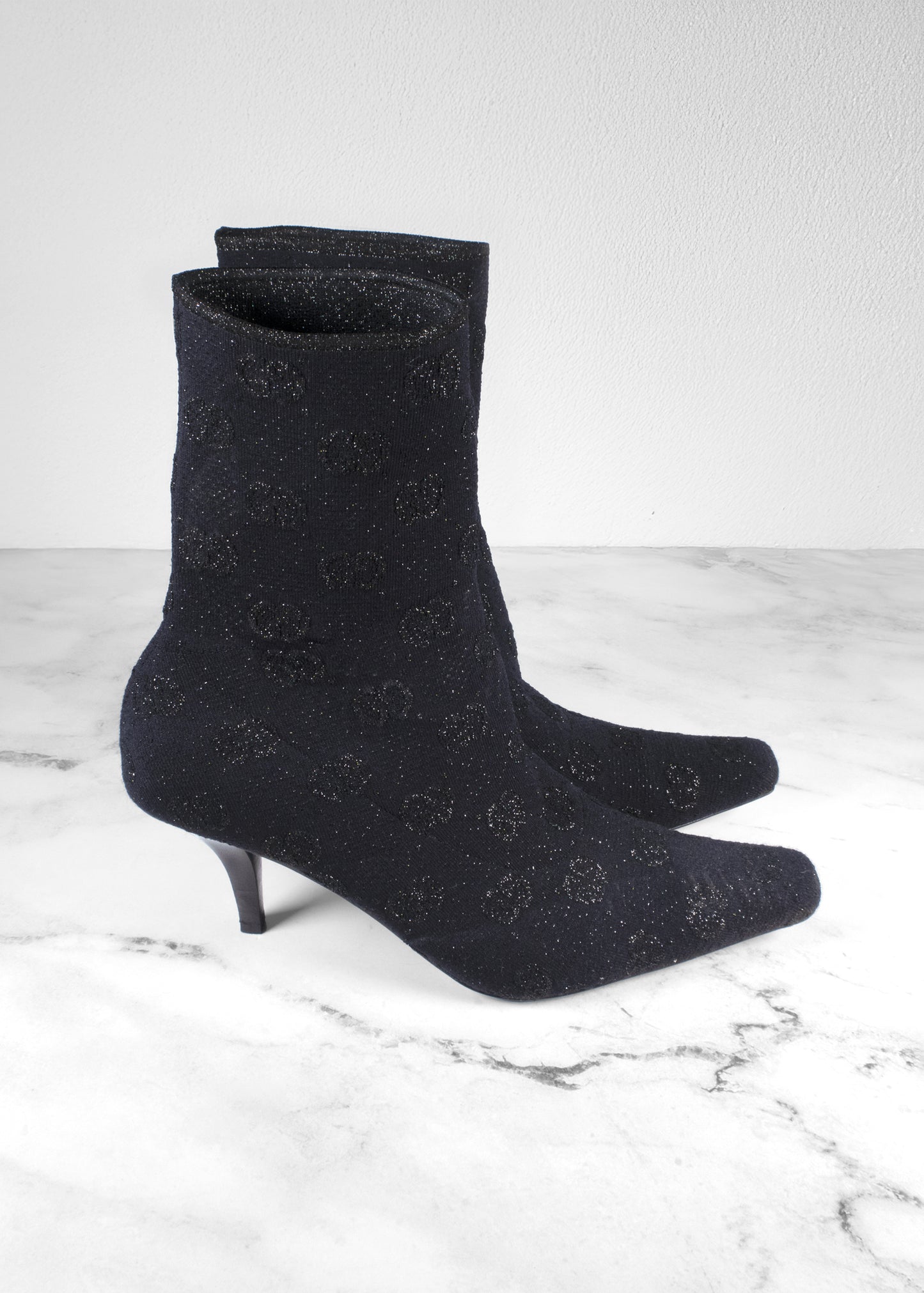 Gucci Demi Logo-jacquard Metallic Stretch-knit Ankle Boots