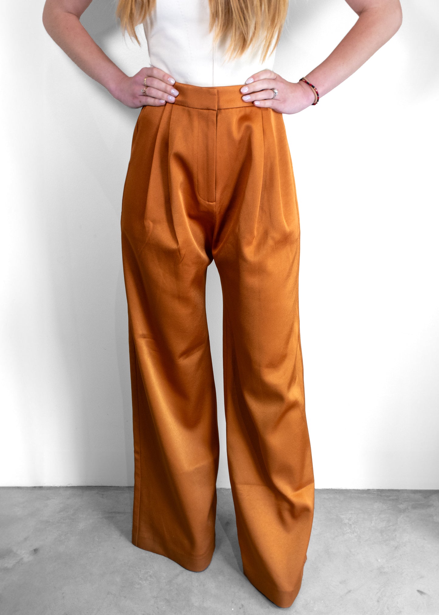 Alex Perry Satin Crepe Double Pleat Pants