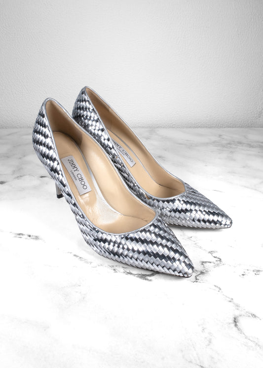 Jimmy Choo Metallic Woven Heels