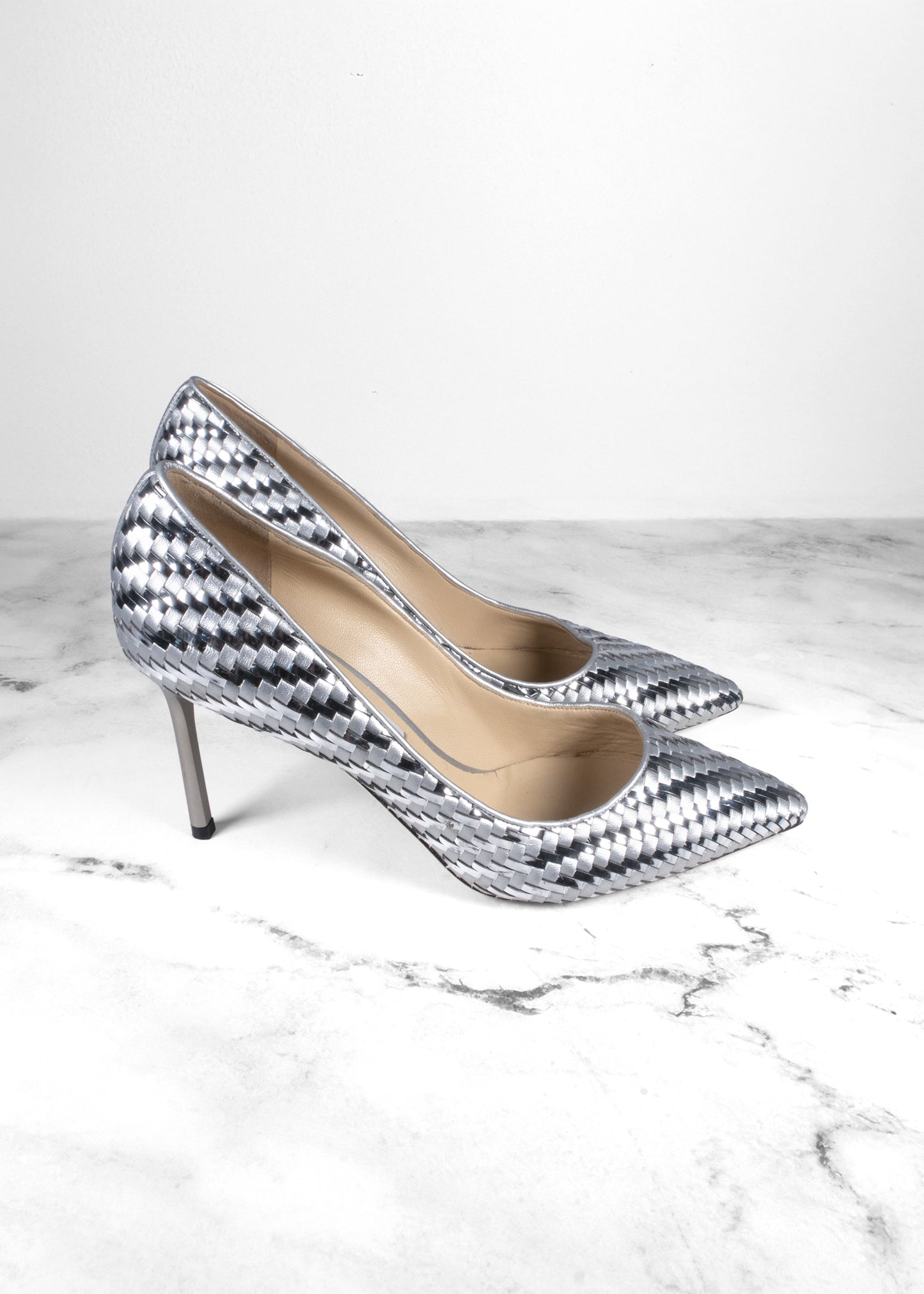 Jimmy Choo Metallic Woven Heels