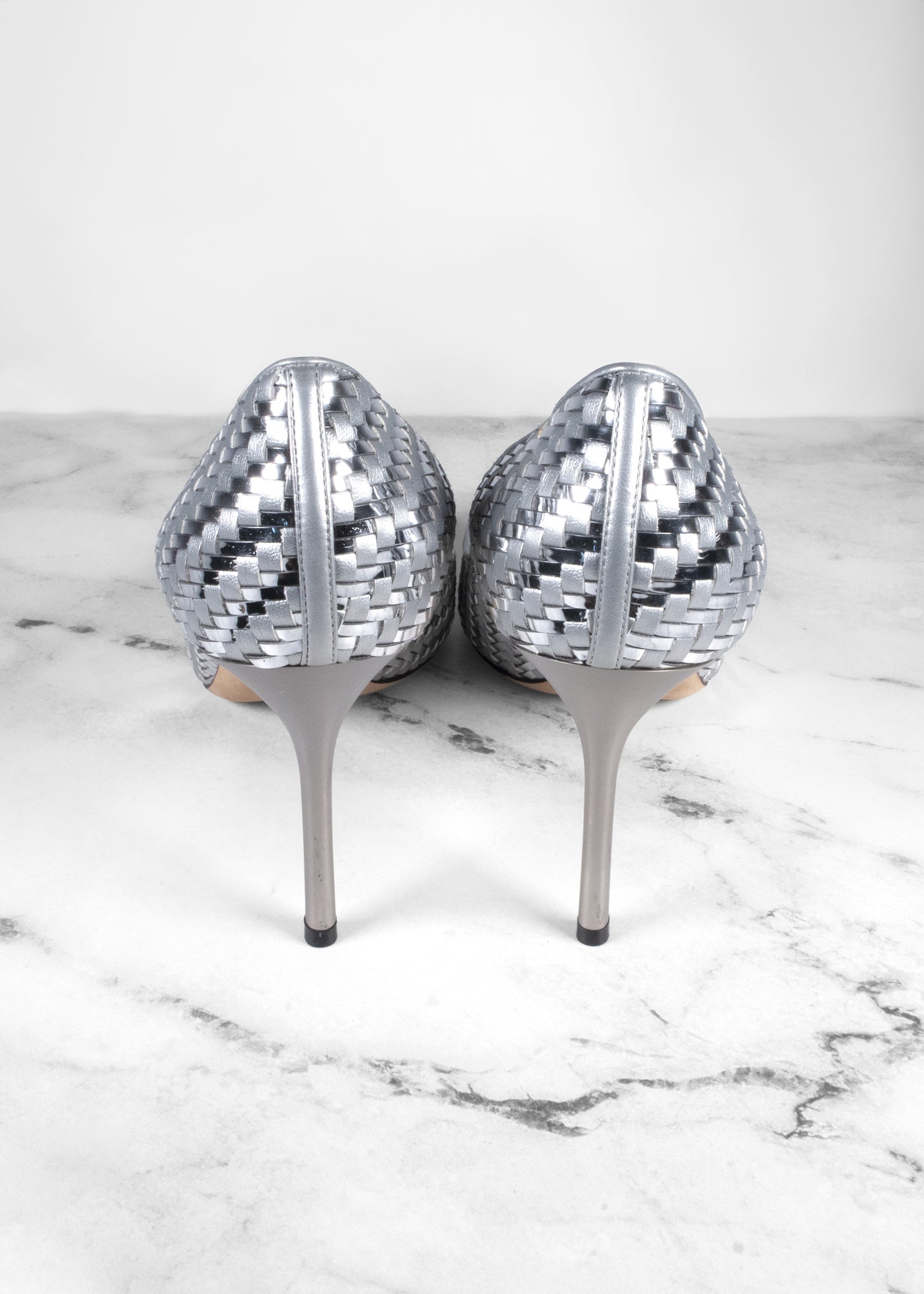 Jimmy Choo Metallic Woven Heels