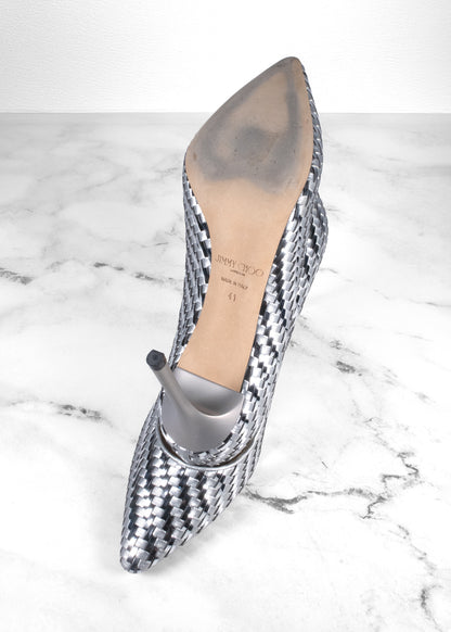 Jimmy Choo Metallic Woven Heels