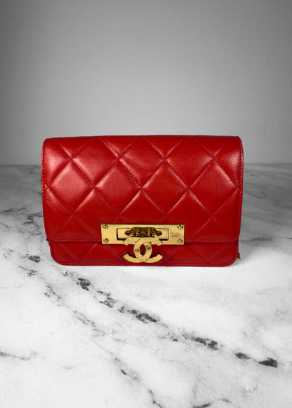 Chanel Lambskin Quilted Golden Class Wallet on Chain