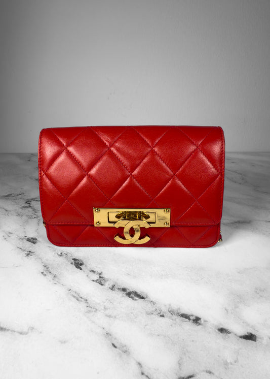 Chanel Lambskin Quilted Golden Class Wallet on Chain