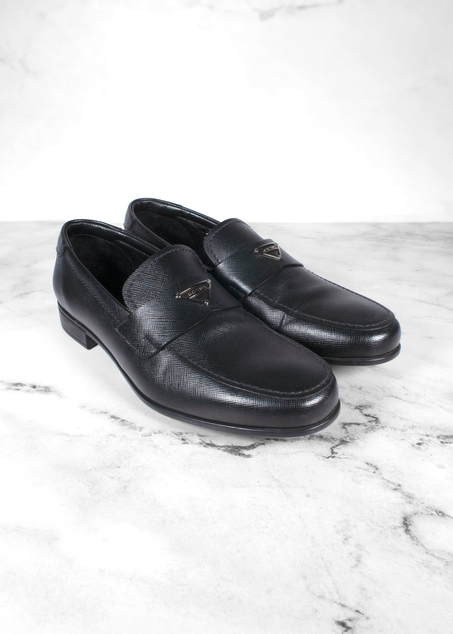 Prada Black Saffiano Leather Loafers