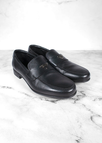 Prada Black Saffiano Leather Loafers