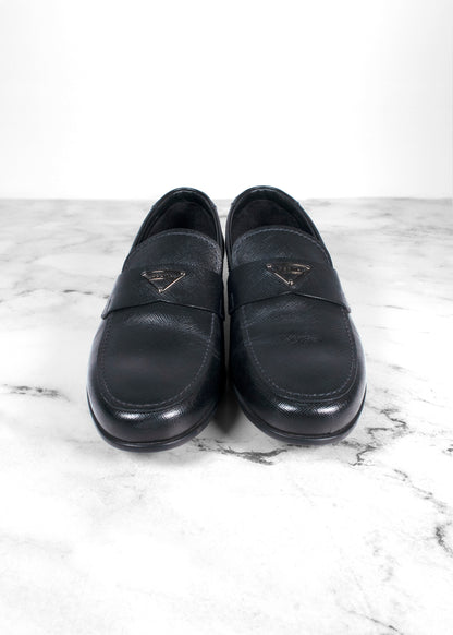 Prada Black Saffiano Leather Loafers