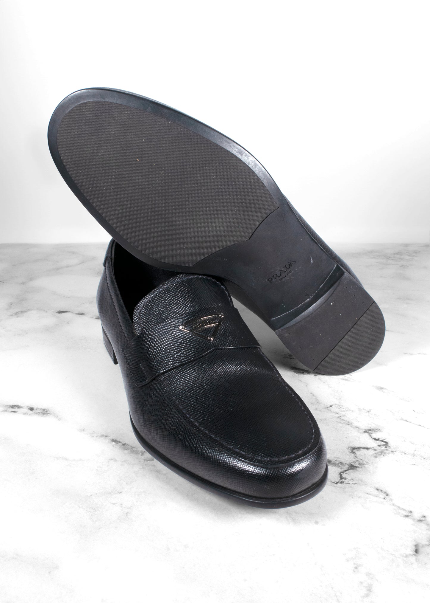 Prada Black Saffiano Leather Loafers