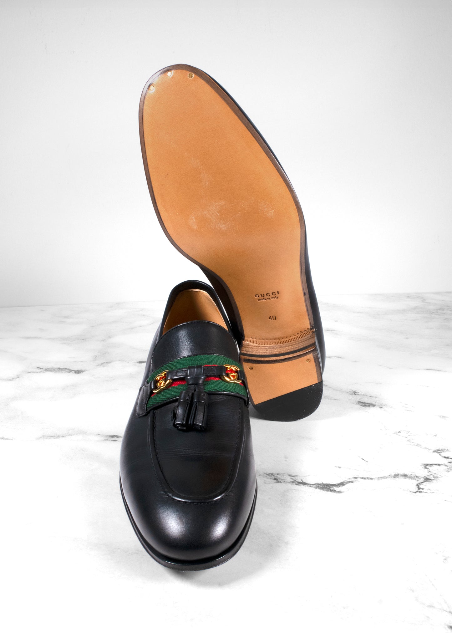 Gucci Paride GG Tassel Loafers Black Leather