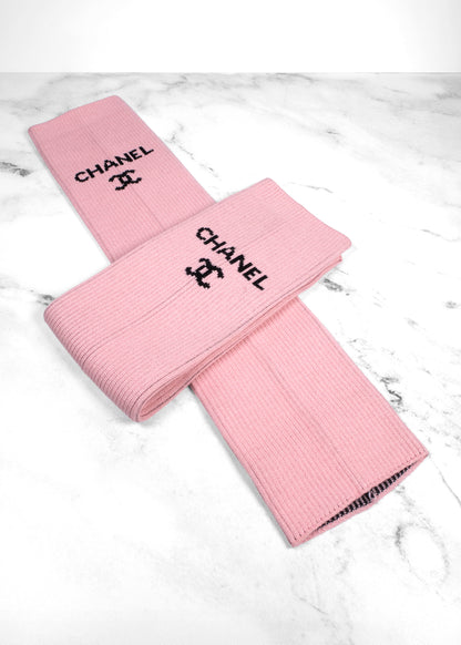 Chanel Logo Pink Knit Leg Warmers Gaiters