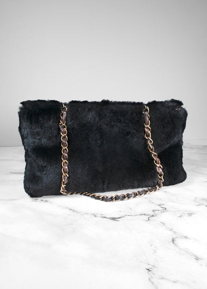 Chanel Rabbit Fur Shoulder Bag Black