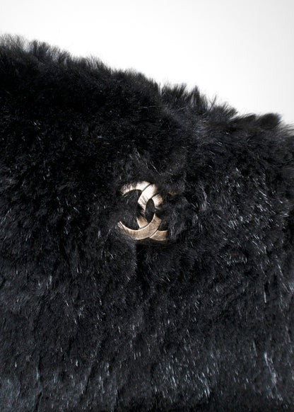 Chanel Rabbit Fur Shoulder Bag Black