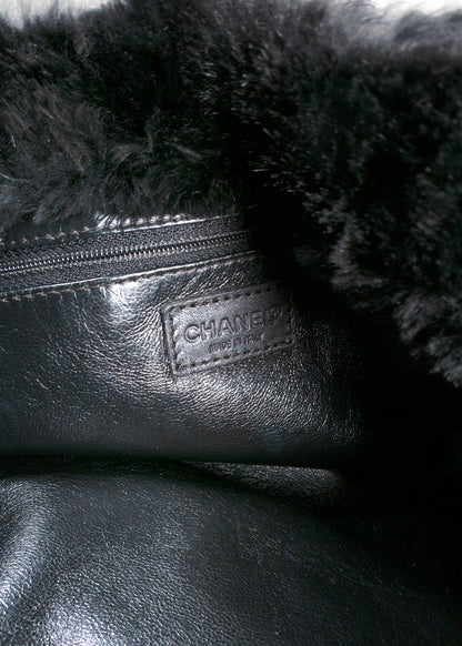 Chanel Rabbit Fur Shoulder Bag Black