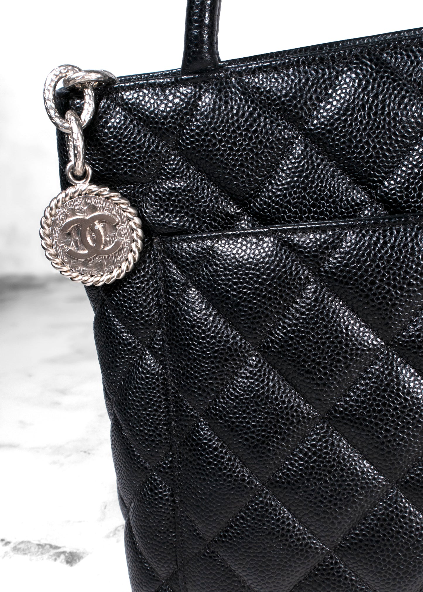 Chanel Caviar Quilted Medallion Tote Black