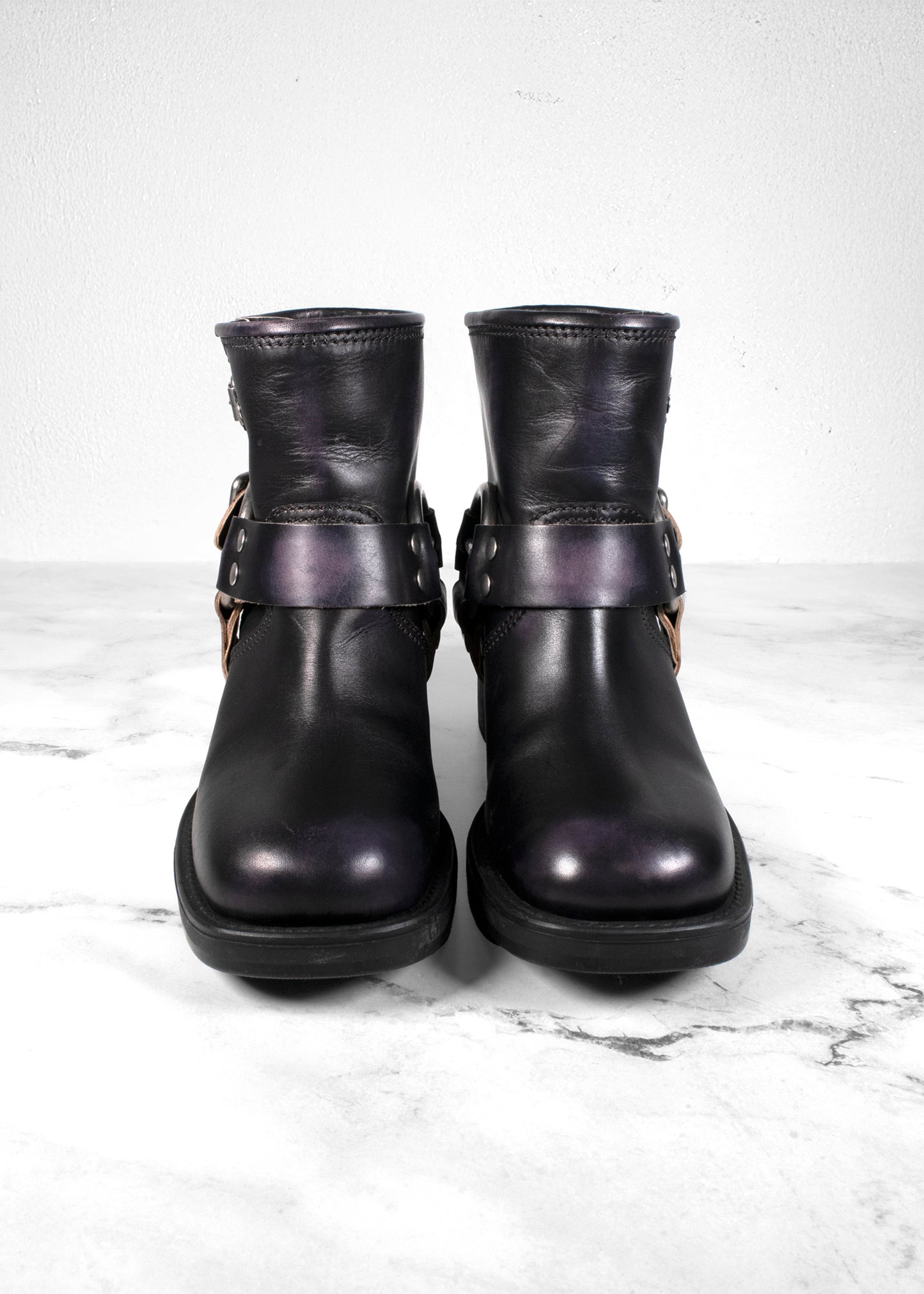 Miu Miu Leather Harness Buckle Engineer Boots