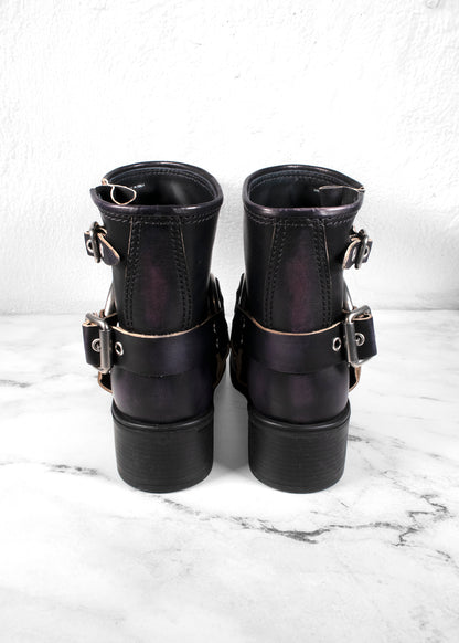 Miu Miu Leather Harness Buckle Engineer Boots