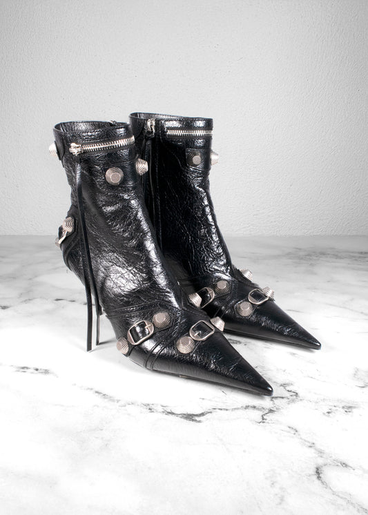 Balenciaga Leather Studded Accents Boots