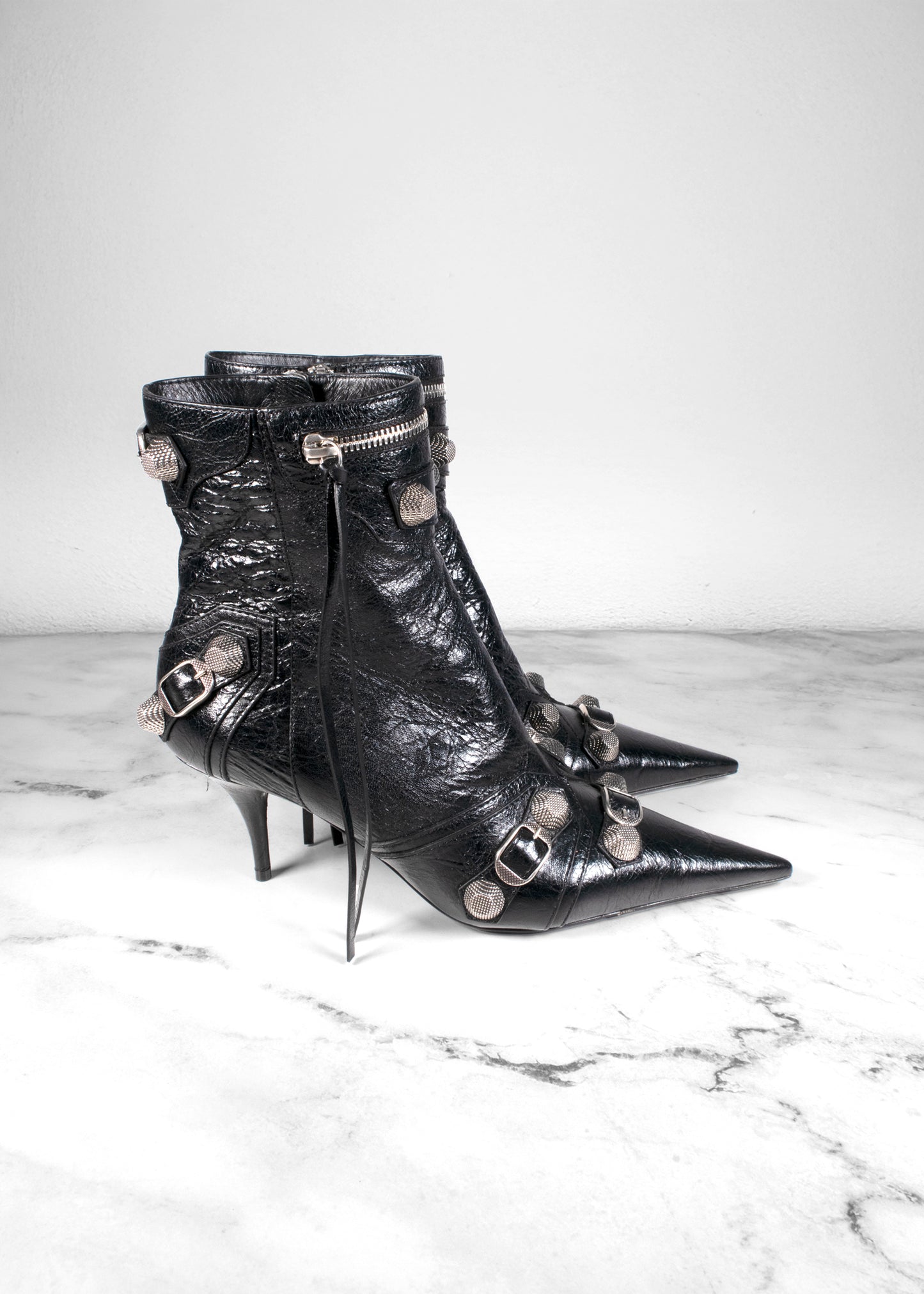 Balenciaga Leather Studded Accents Boots