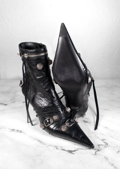 Balenciaga Leather Studded Accents Boots