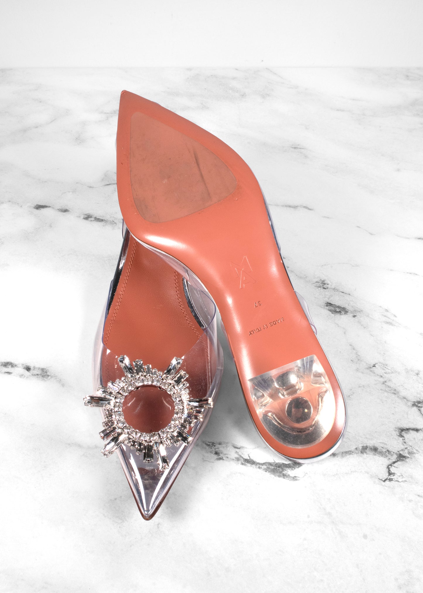 Amina Muaddi Transparent PVC Begum Slingback Pumps