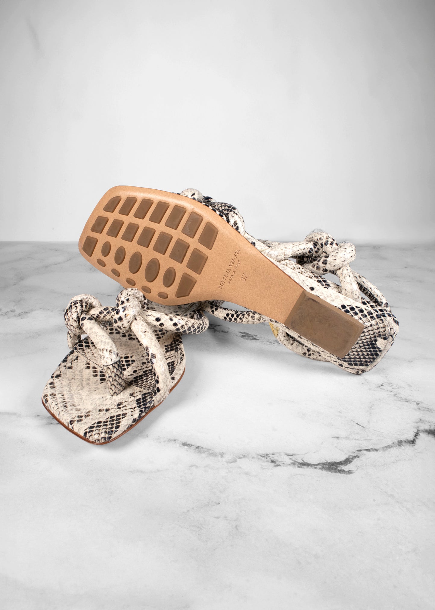 Bottega Veneta Jimbo Snakeskin Print Leather Sandals