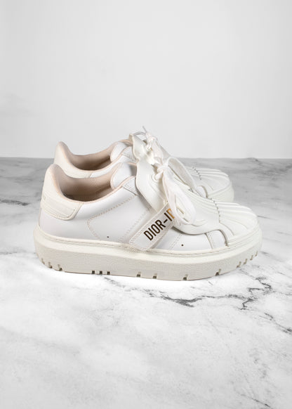 Dior White Leather and Rubber Dior-ID Sneakers