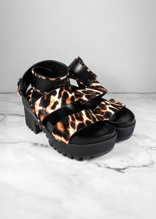 Louis Vuitton Calfskin Pony Hair Platform Sandals