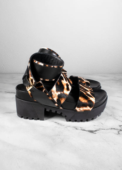 Louis Vuitton Calfskin Pony Hair Platform Sandals