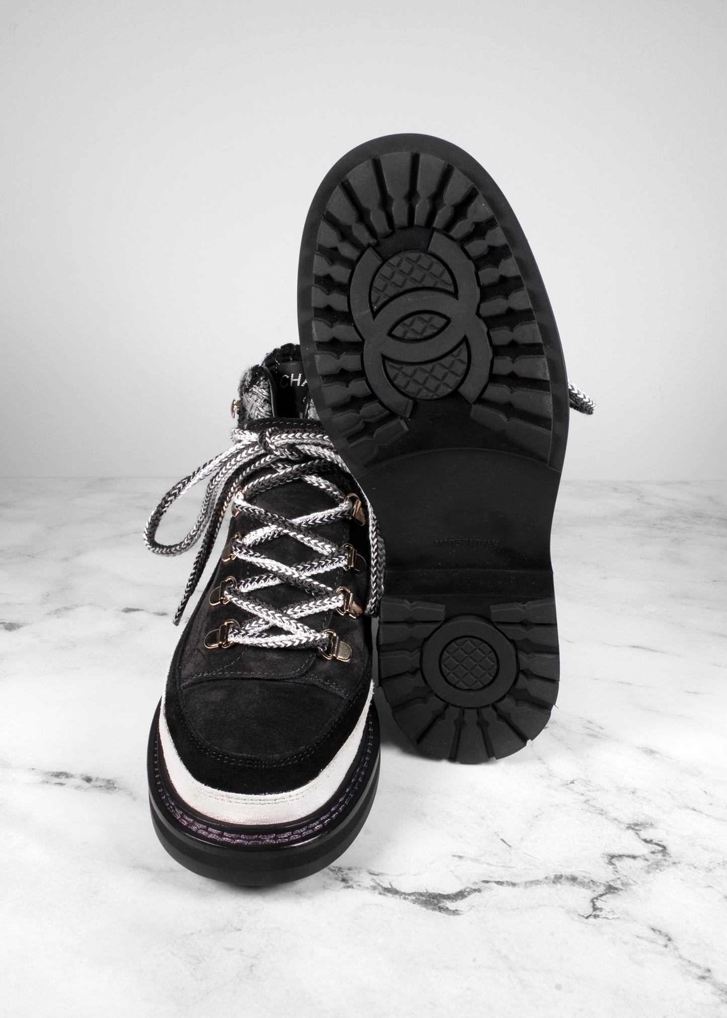 Chanel 2022 Interlocking CC Logo Hiking Boots